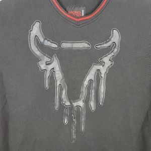 Sacred Crown Bull Head Black Shirt Men's Large